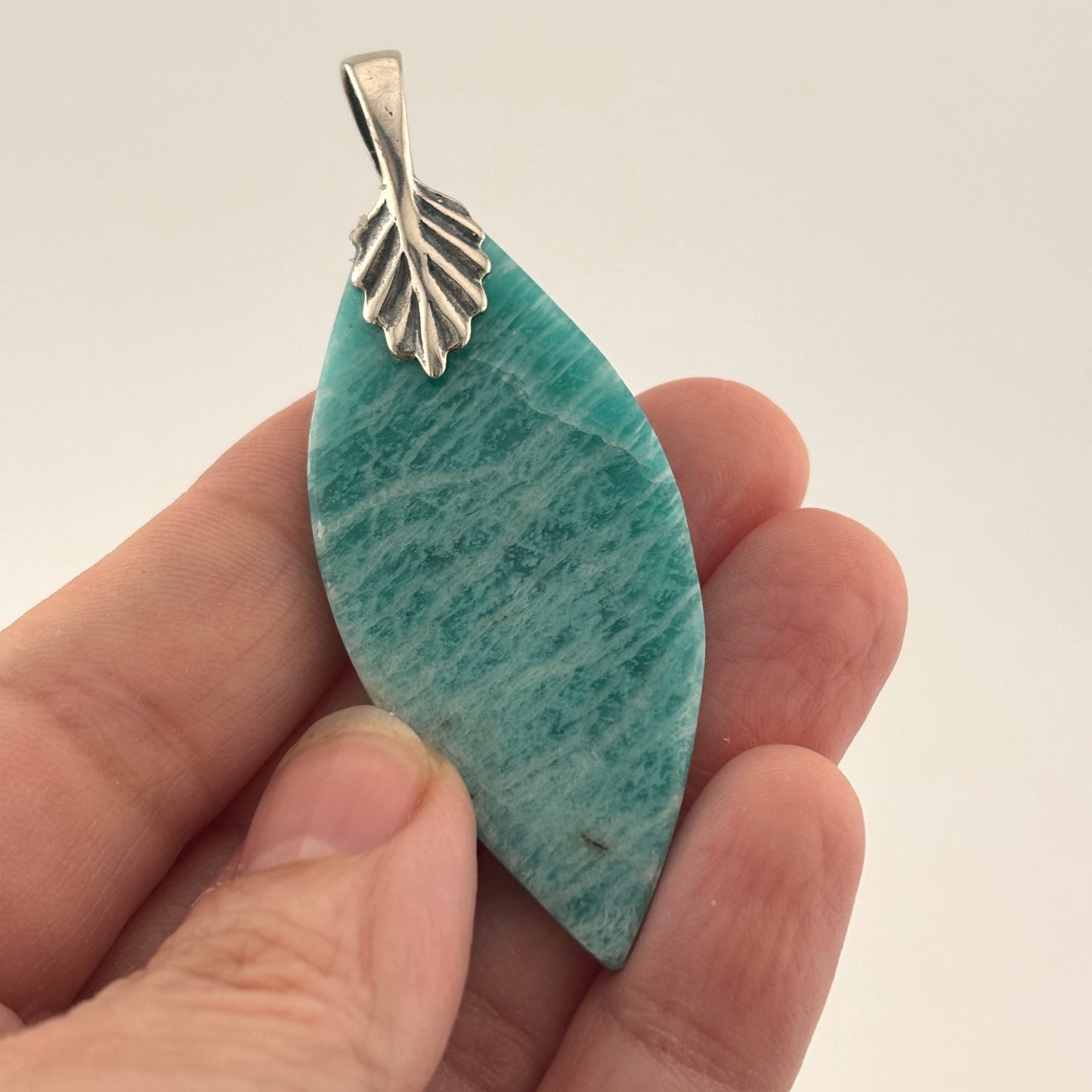Amazonite Marquis Stone and Sterling Silver Pendant