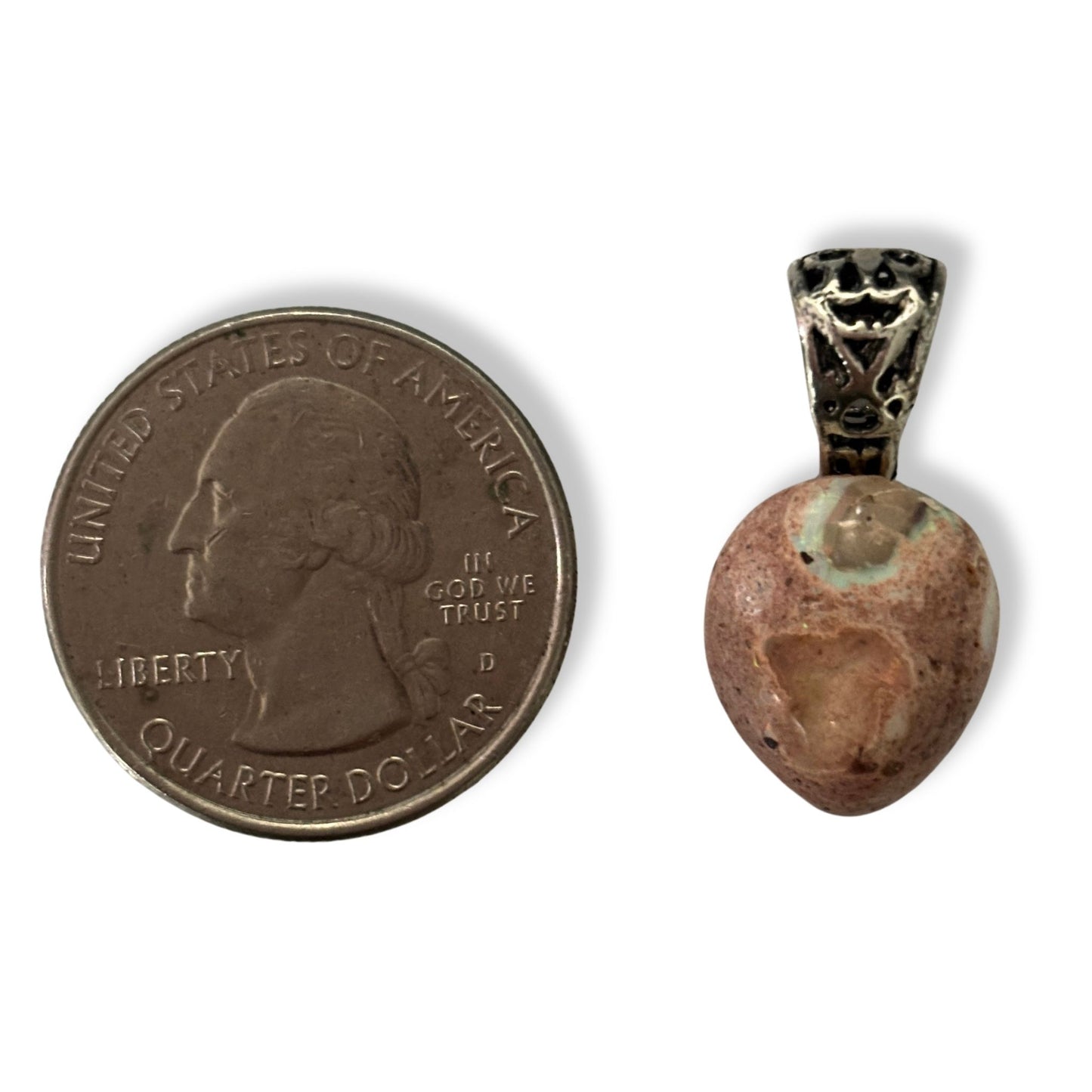 Mexican Cantera Fire Opal Sterling Silver Pendant Necklace