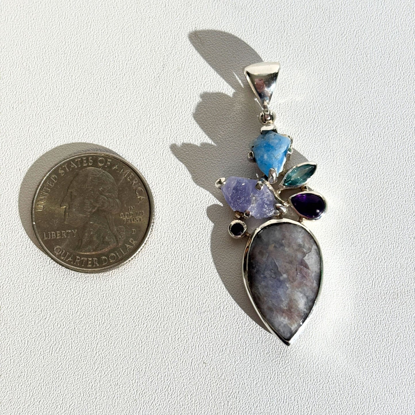 Hackmanite Amethyst Apatite Sterling Silver Pendant