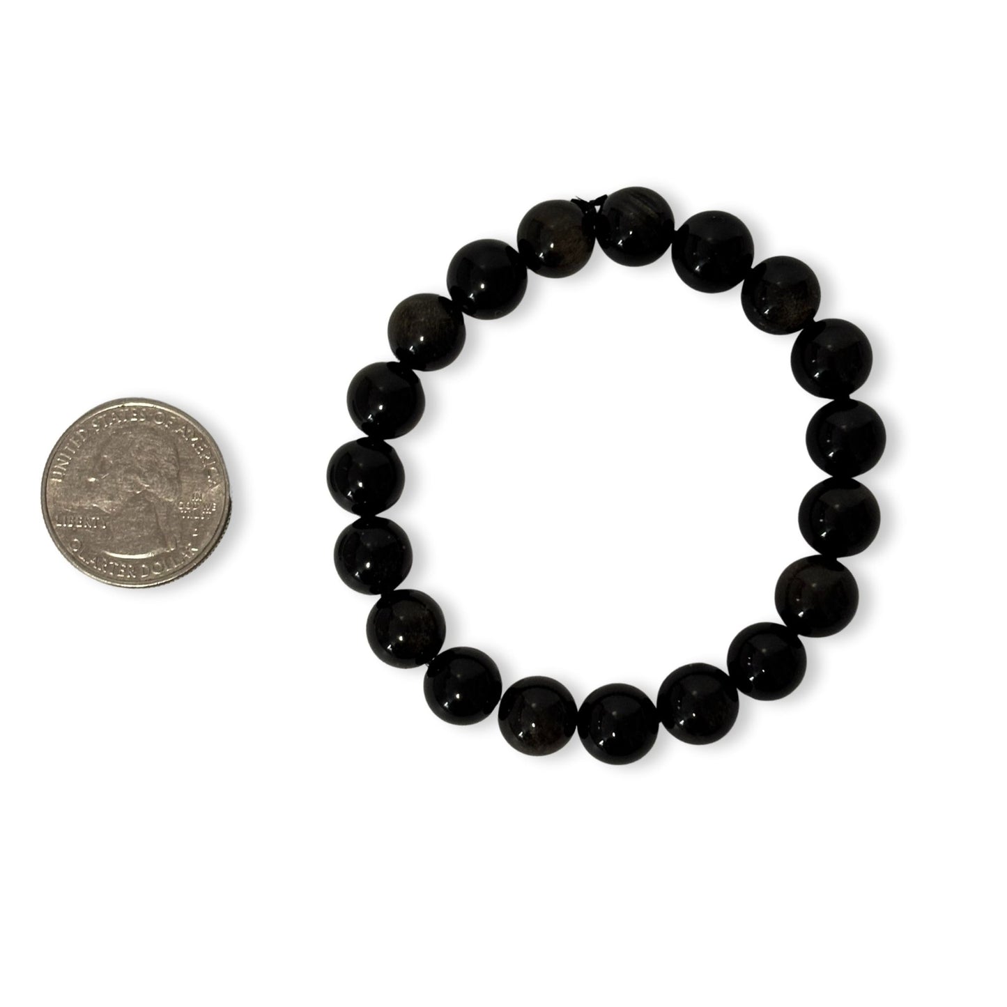Gold Sheen Obsidian Bracelet - 10mm Stretchy Crystal Bracelet