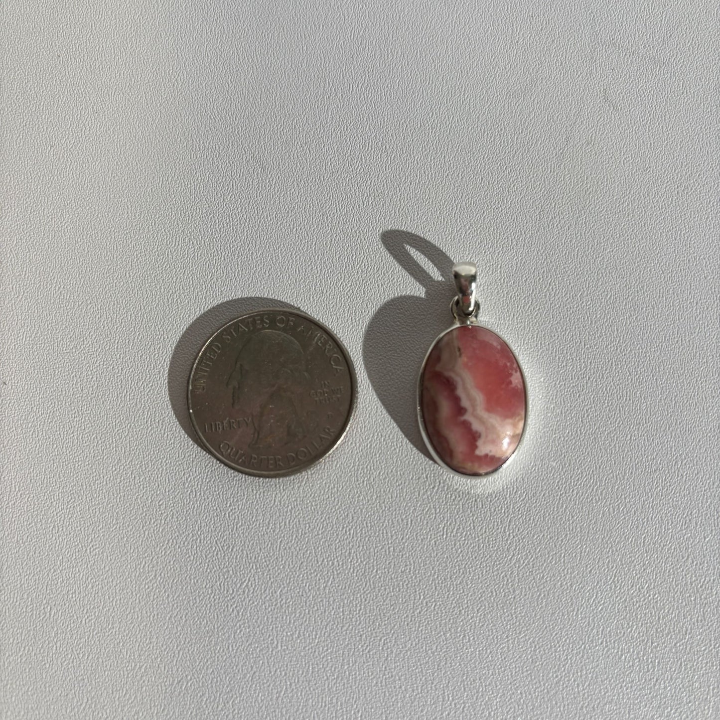 Rhodochrosite Pink Oval Silver Pendant