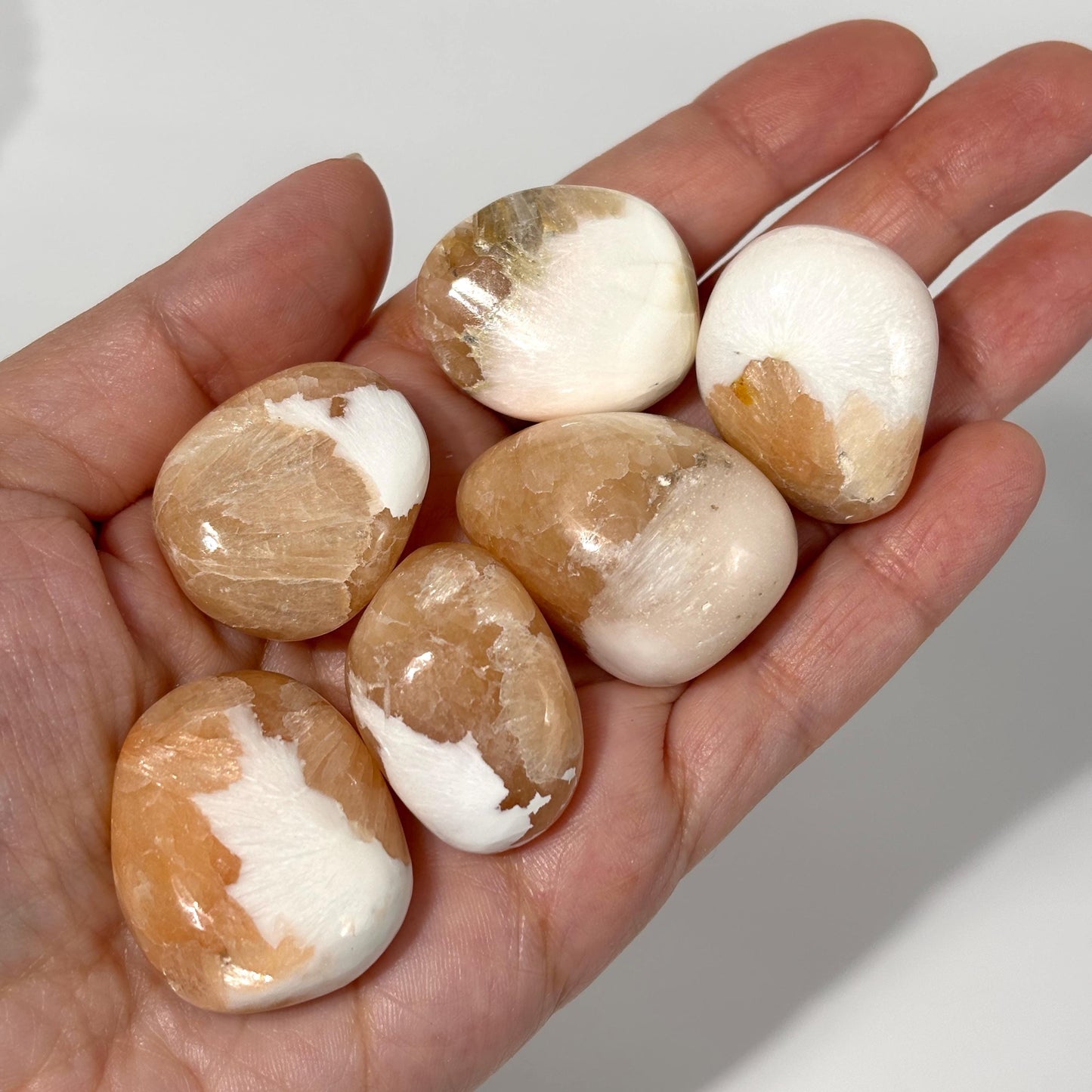 Stilbite Scolecite Peaches and Cream Tumbled Pocket Stones in Multiple Sizes