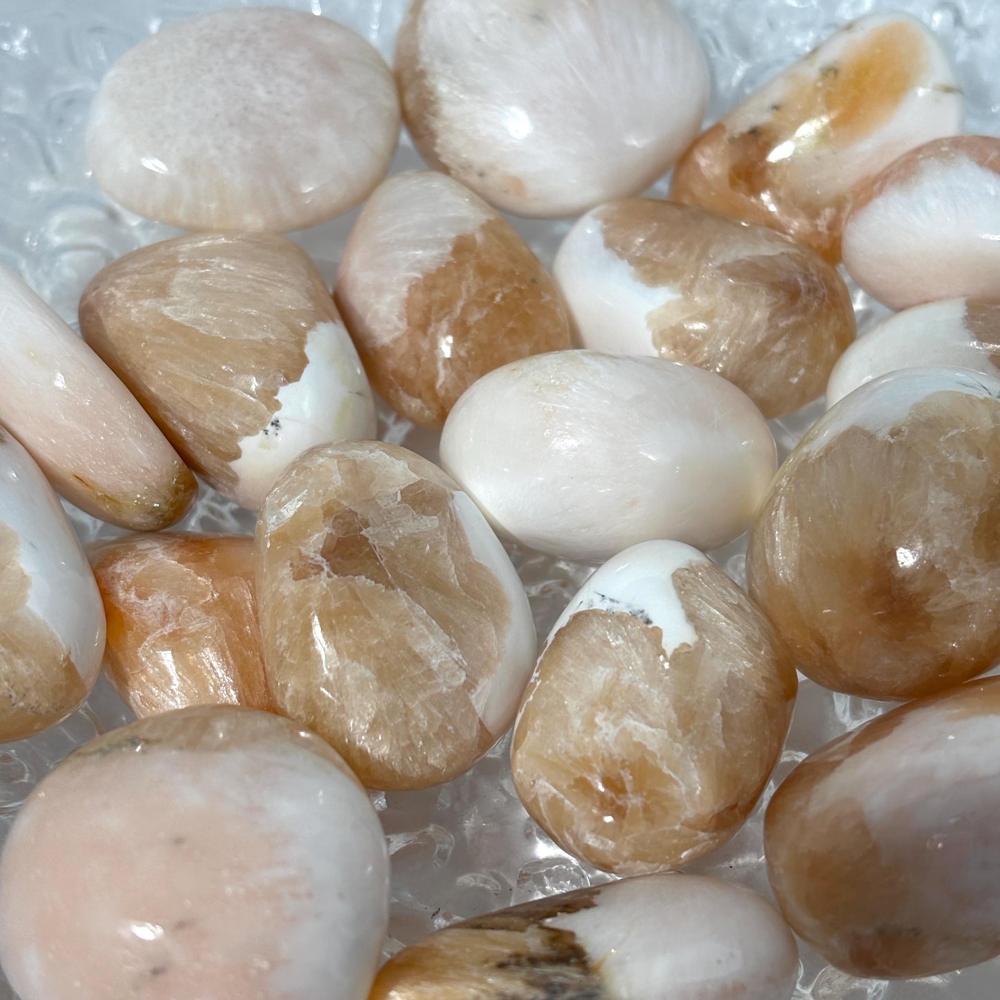 Stilbite Scolecite Peaches and Cream Tumbled Pocket Stones in Multiple Sizes