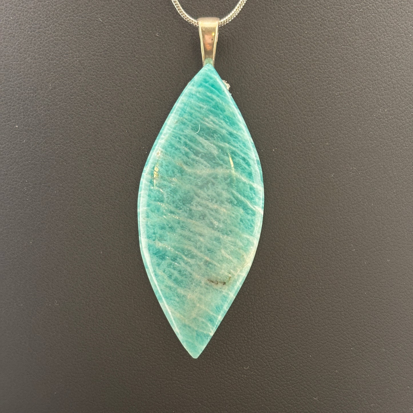 Amazonite Marquis Stone and Sterling Silver Pendant