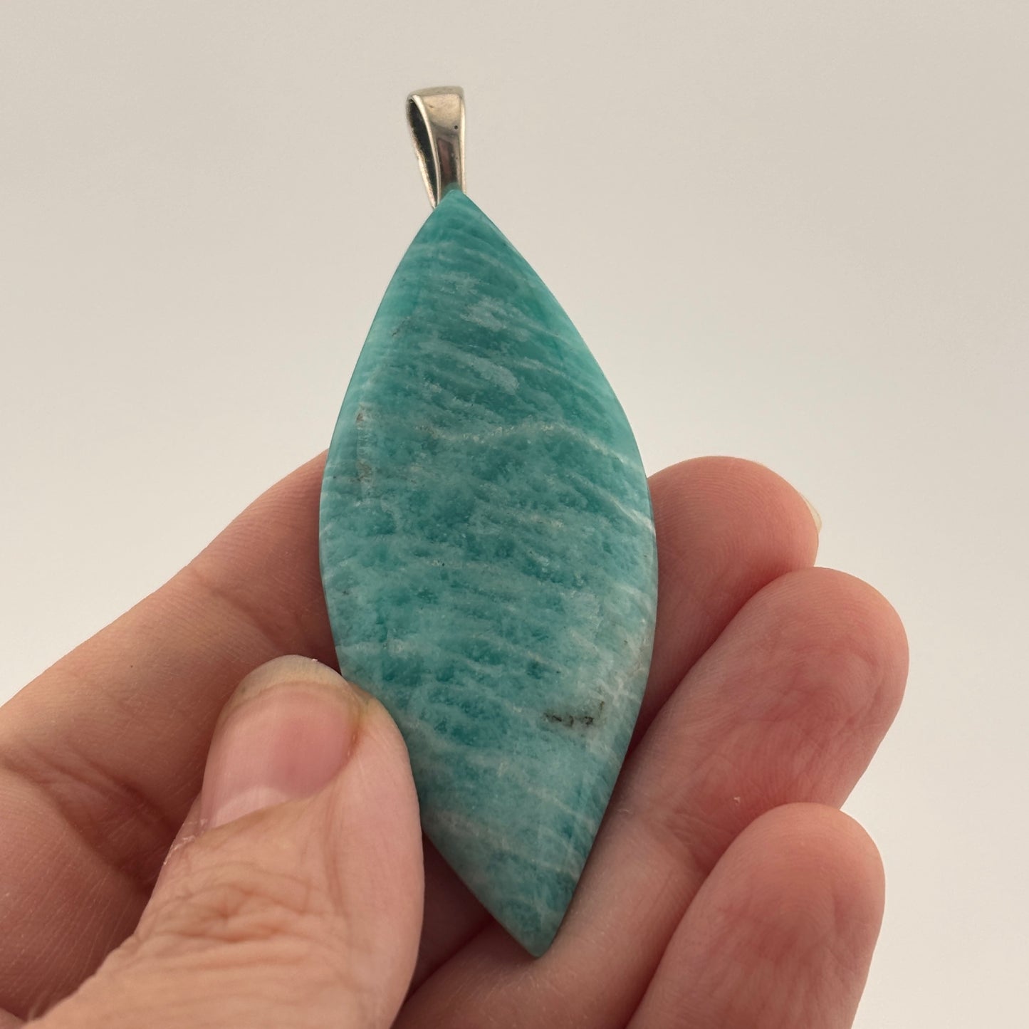 Amazonite Marquis Stone and Sterling Silver Pendant