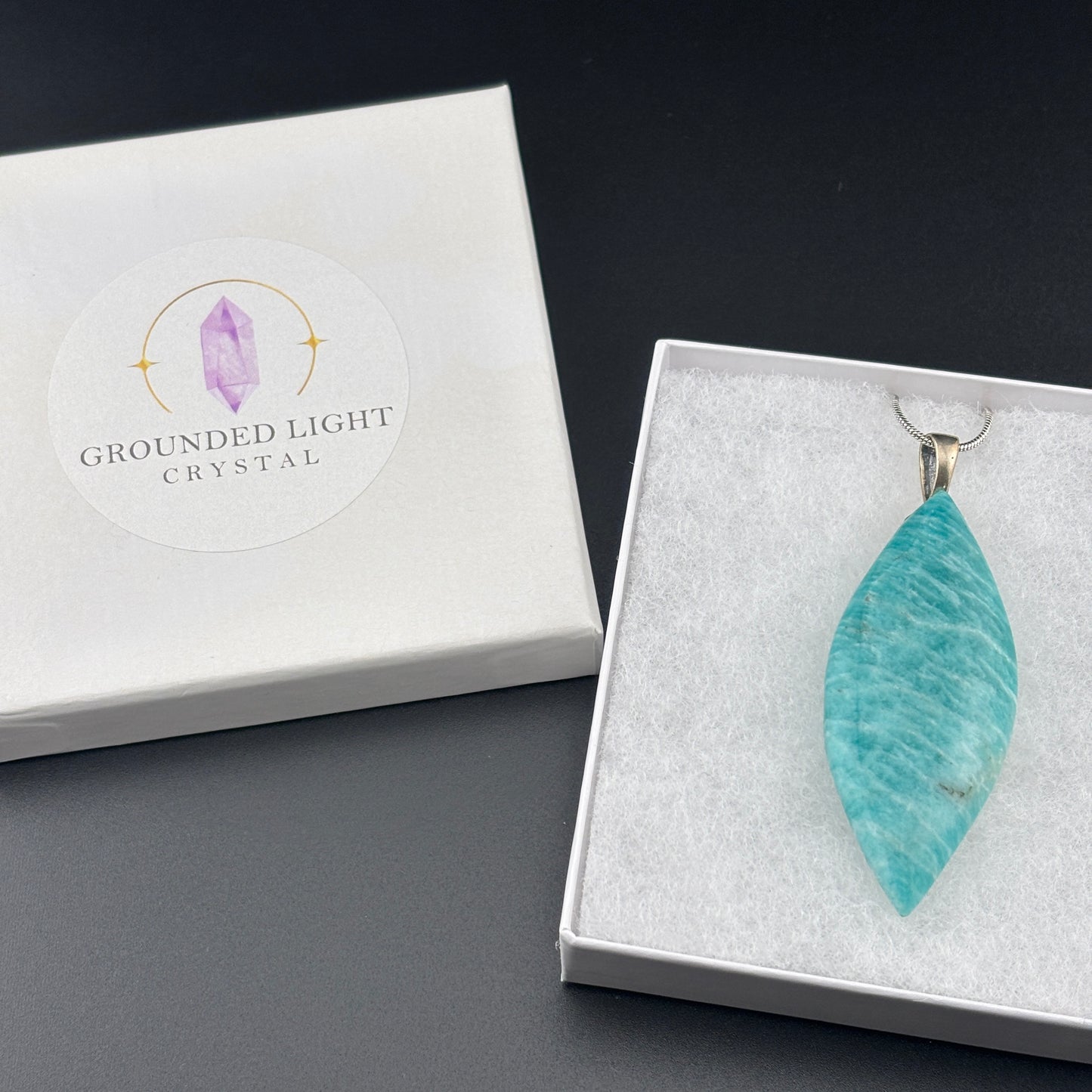 Amazonite Marquis Stone and Sterling Silver Pendant