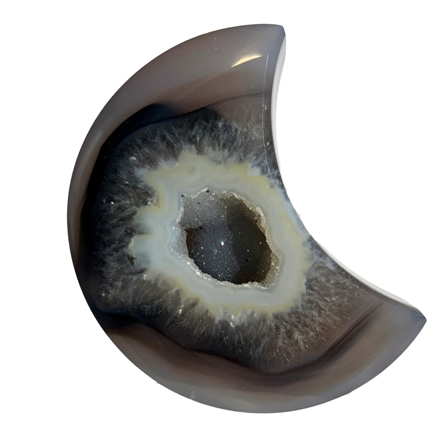 Druzy agate moon polished stone 