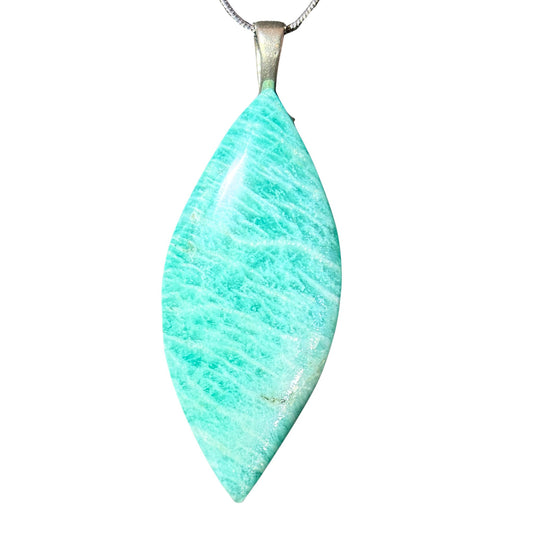 Amazonite Marquis Stone and Sterling Silver Pendant