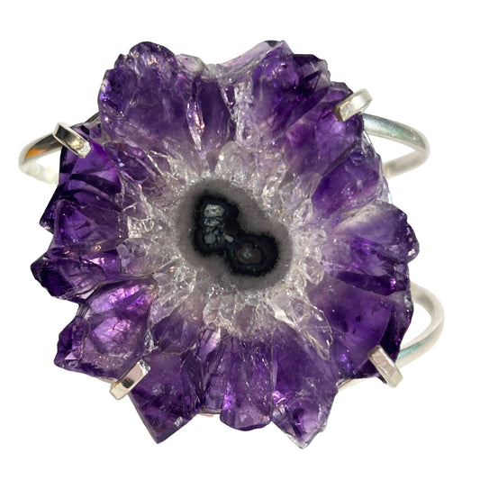 Amethyst stalactite slice cuff bracelet 