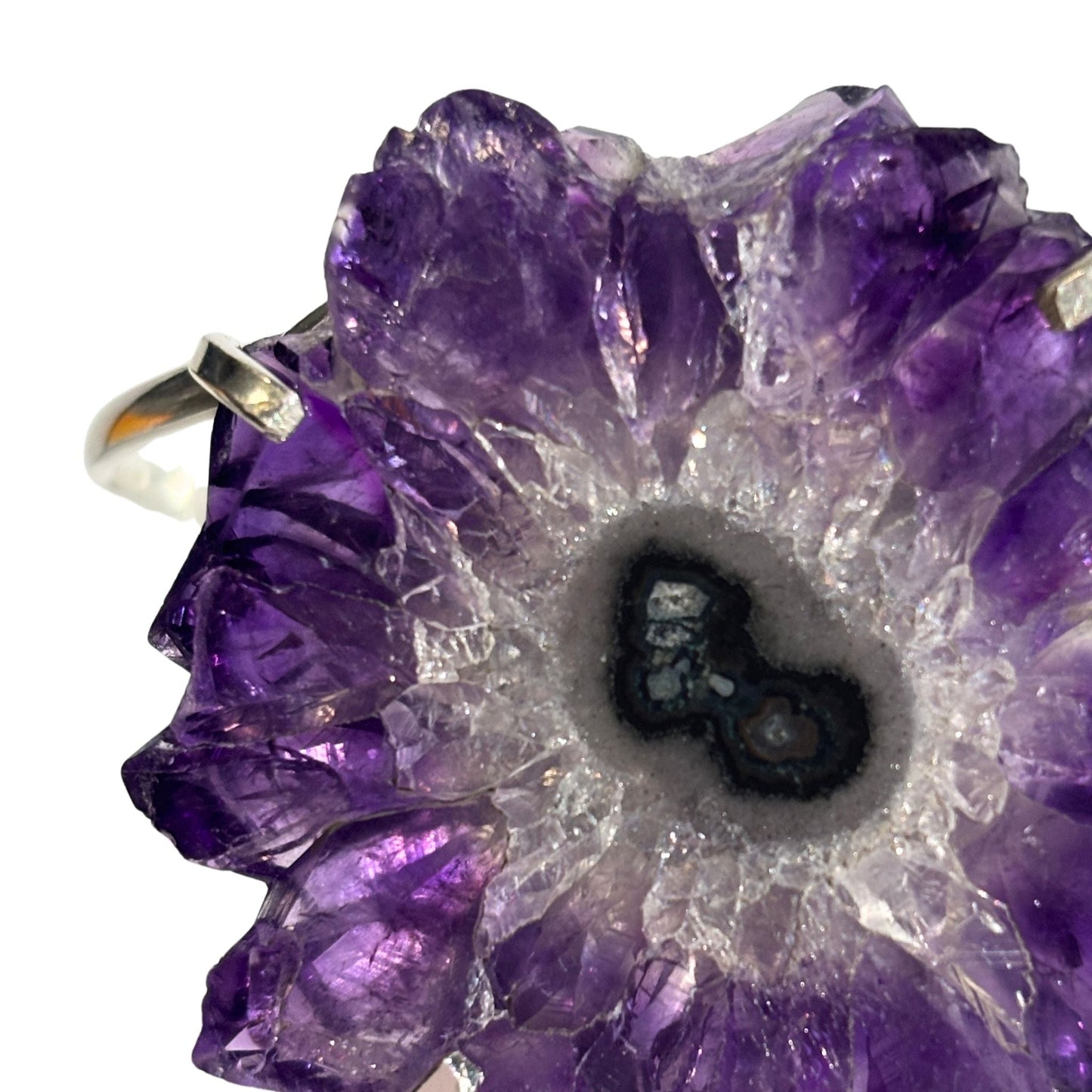 Amethyst stalactite slice close-up