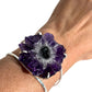 Amethyst stalactite slice cuff bracelet on arm 
