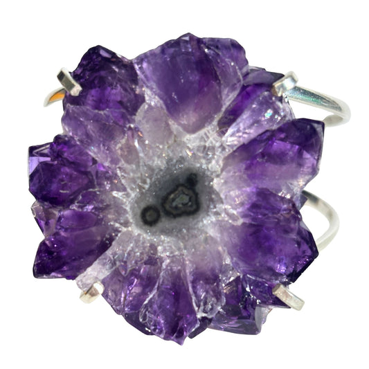 Amethyst stalactite slice cuff bracelet 