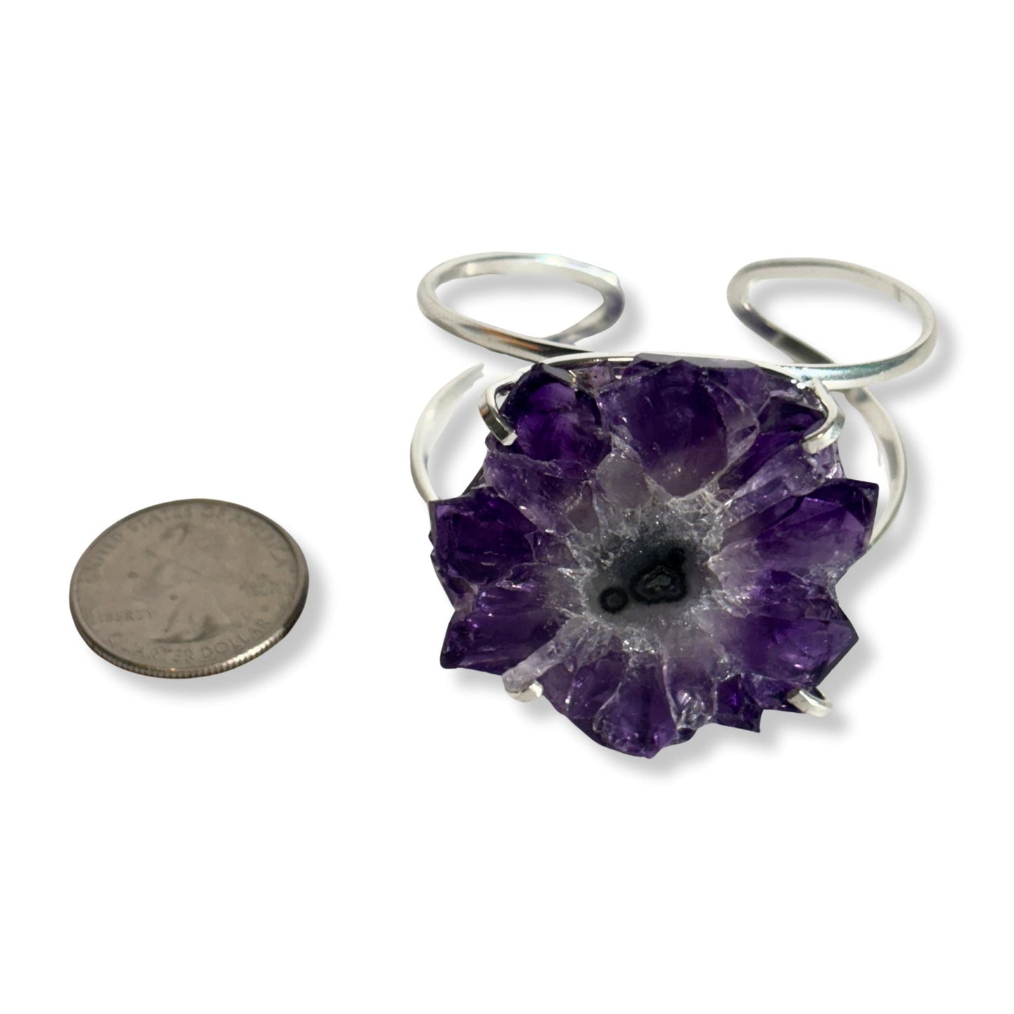 Amethyst stalactite slice cuff bracelet size comparison 