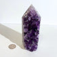 Amethyst geode tower size comparison from front 