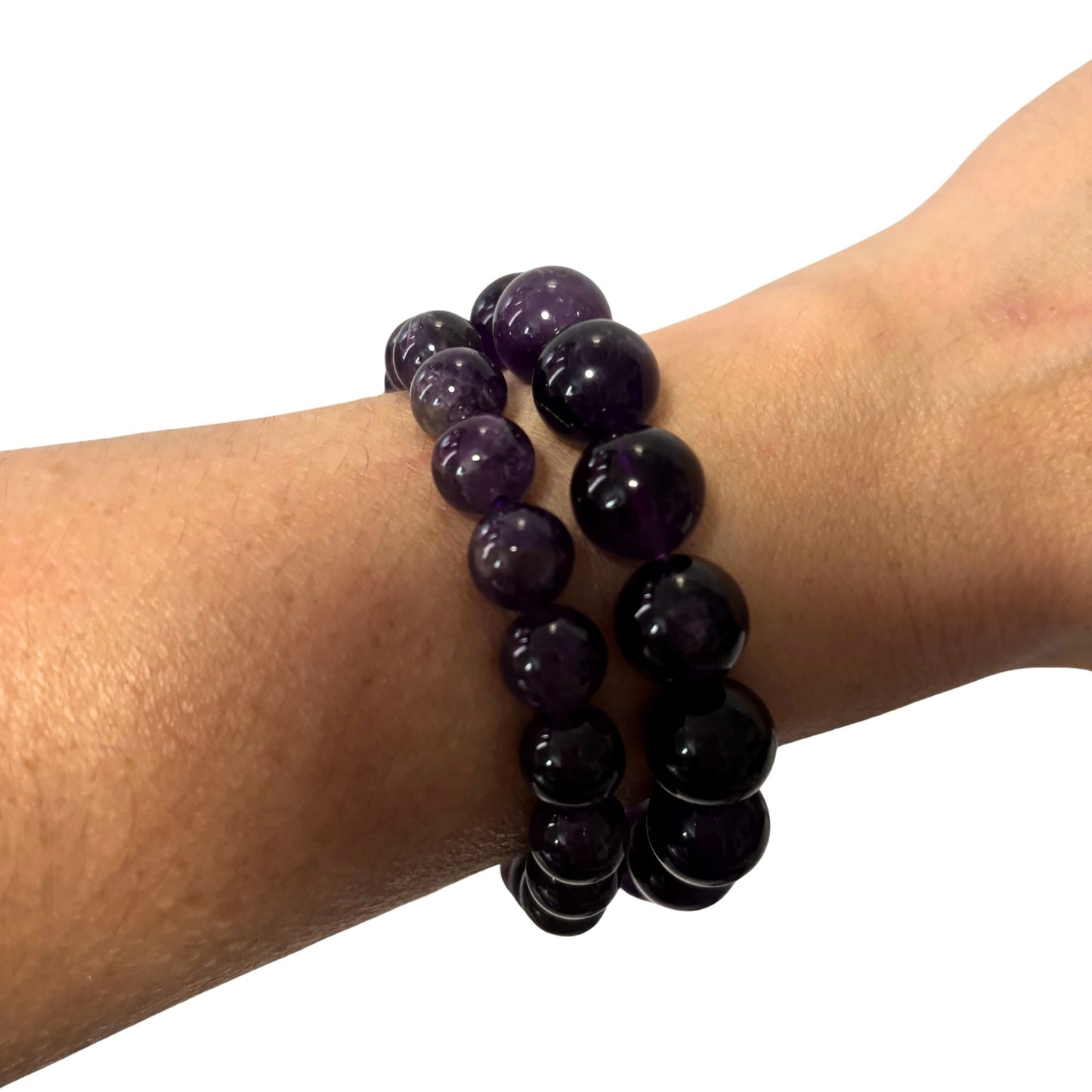 Amethyst Crystal Bead Bracelet - Stretchy Purple Bracelet in Multiple Sizes