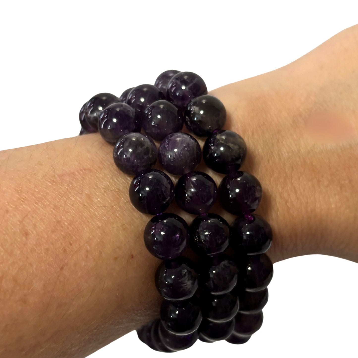 Amethyst Crystal Bead Bracelet - Stretchy Purple Bracelet in Multiple Sizes