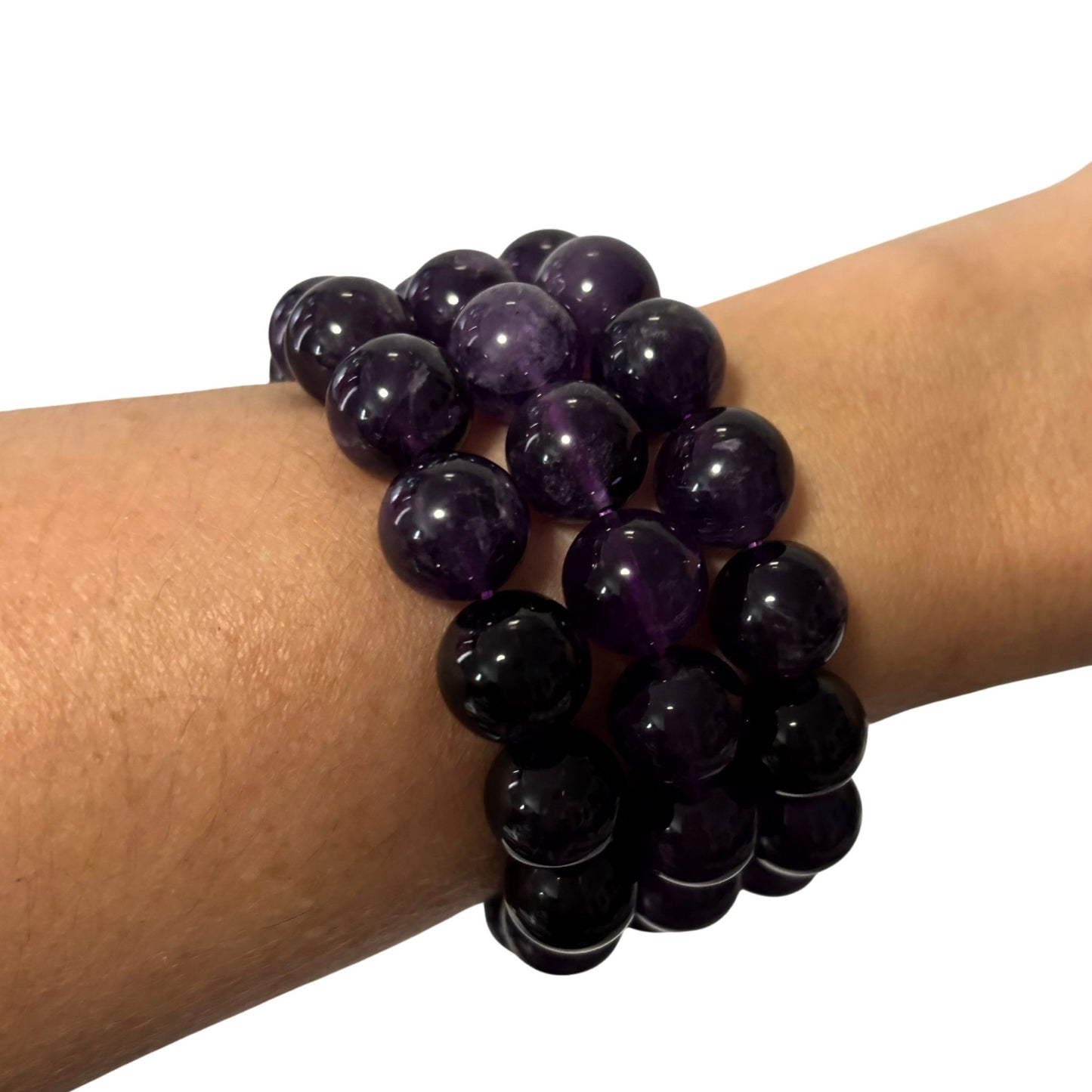 Amethyst Crystal Bead Bracelet - Stretchy Purple Bracelet in Multiple Sizes