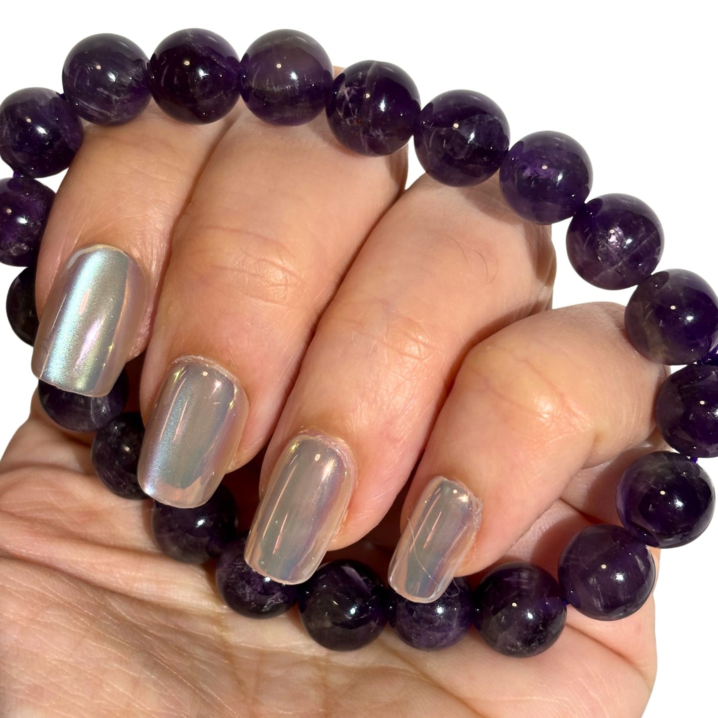 Amethyst Crystal Bead Bracelet - Stretchy Purple Bracelet in Multiple Sizes