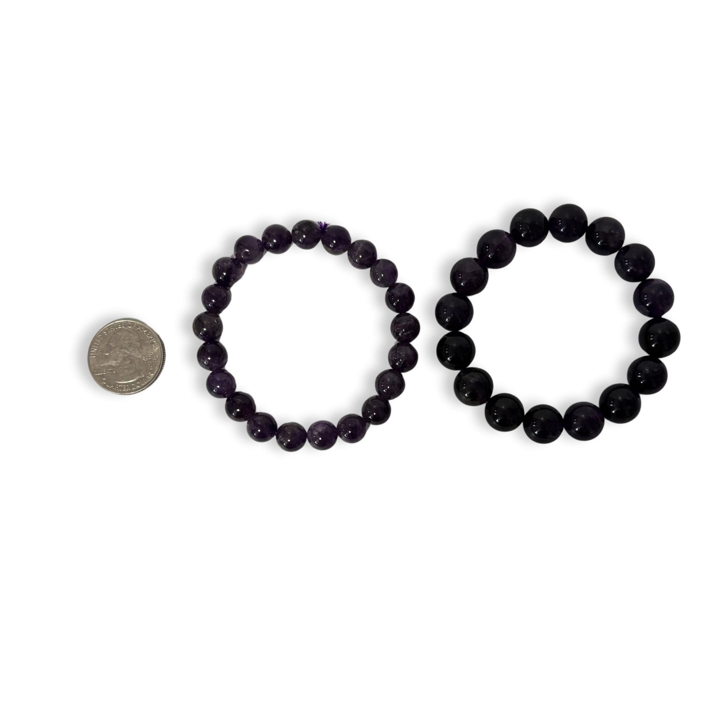 Amethyst Crystal Bead Bracelet - Stretchy Purple Bracelet in Multiple Sizes