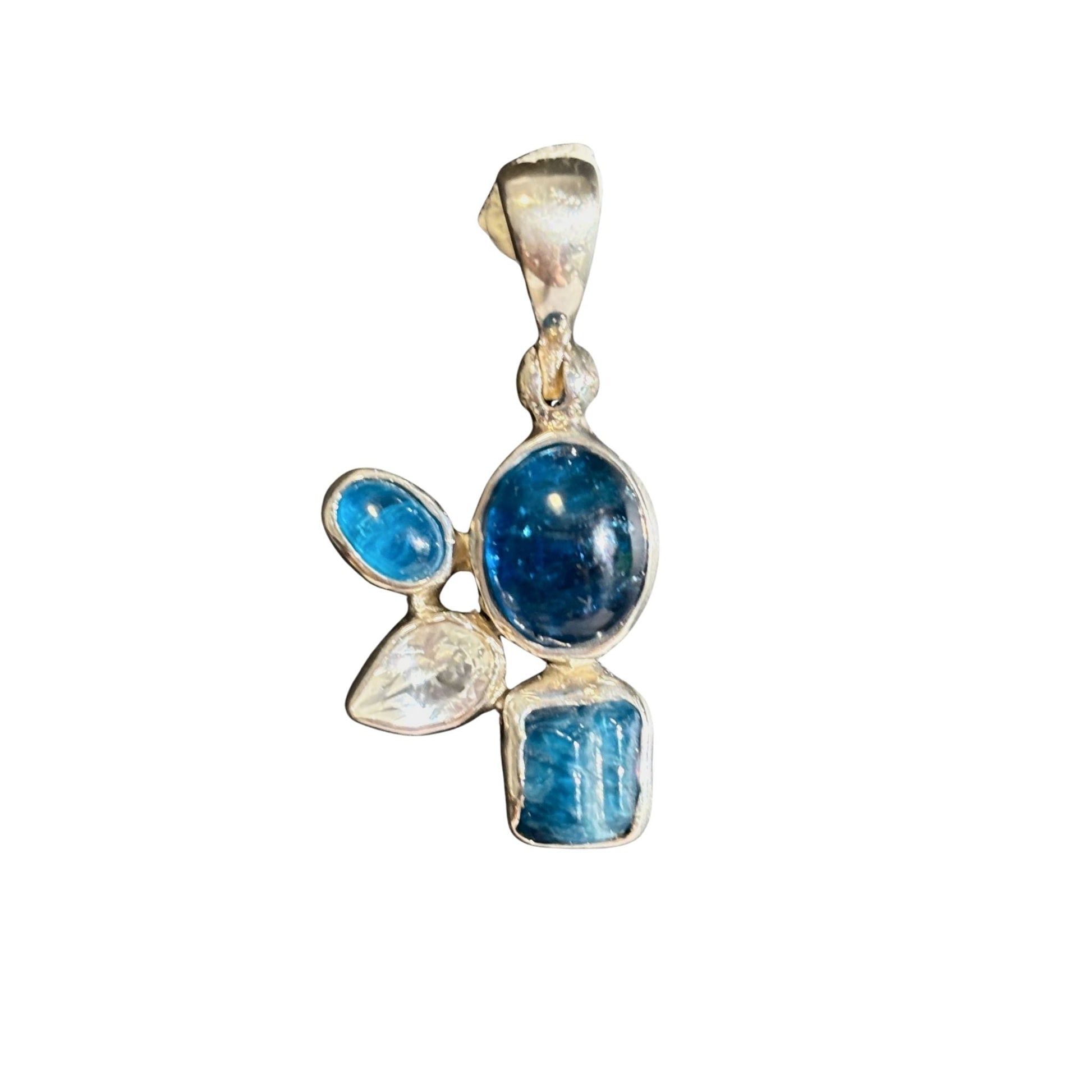 Blue apatite and white topaz sterling silver pendant