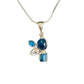 Blue apatite and white topaz pendant on chain white background