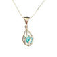 Blue apatite silver swirl pendant on chain white background