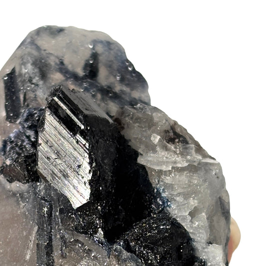 Close up of black tourmaline in quartz