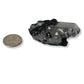 Size comparison of black tourmalinated quartz against a coin 