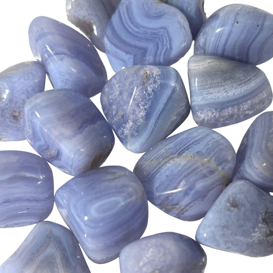 Blue Lace Agate Tumbled Pocket Stones in Multiple Sizes
