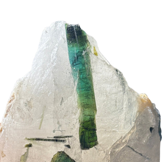 Blue and green tourmaline in quartz 
