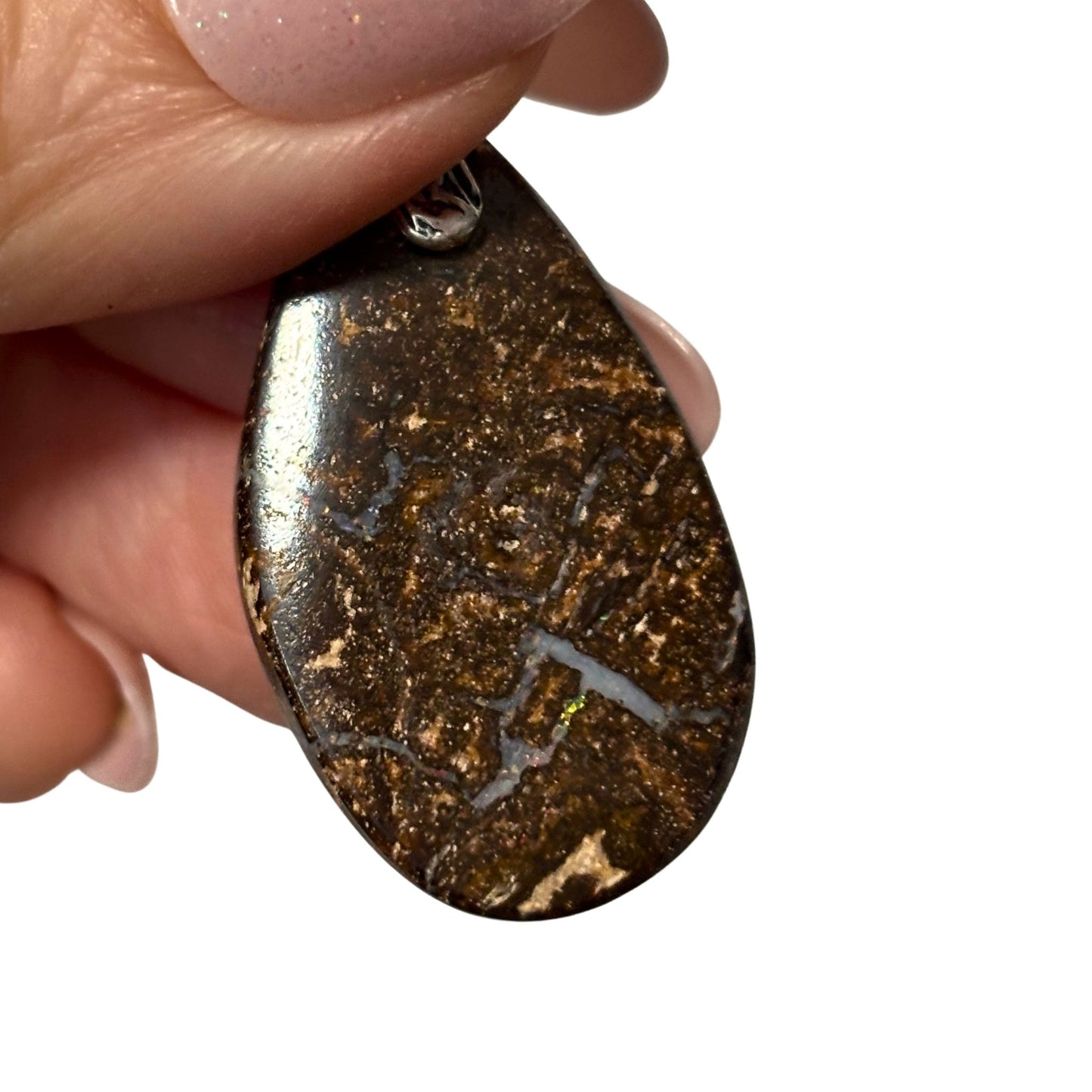 Australian Boulder Opal Sterling Silver Pendant Necklace #2