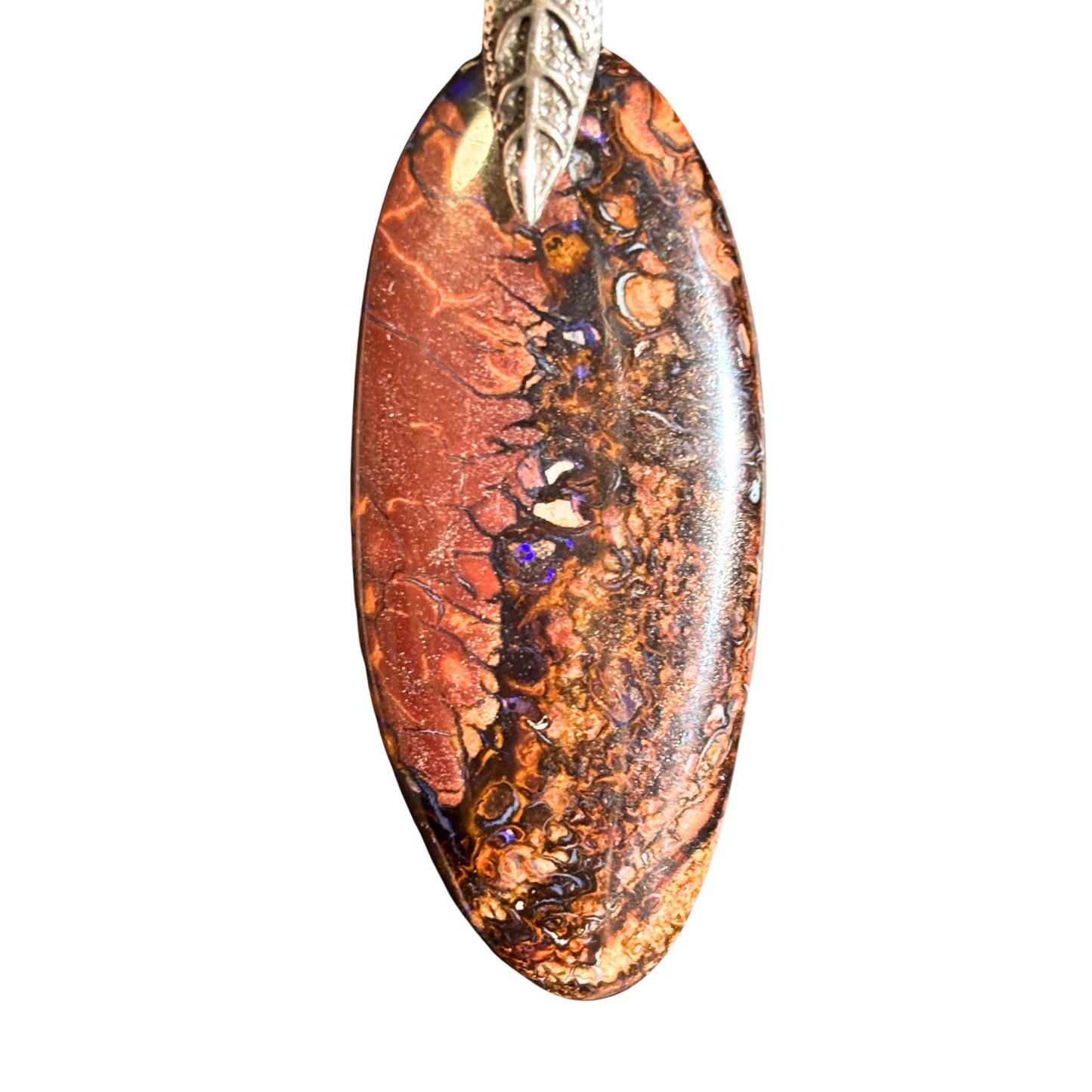 Australian Boulder Opal Sterling Silver Pendant Necklace #3