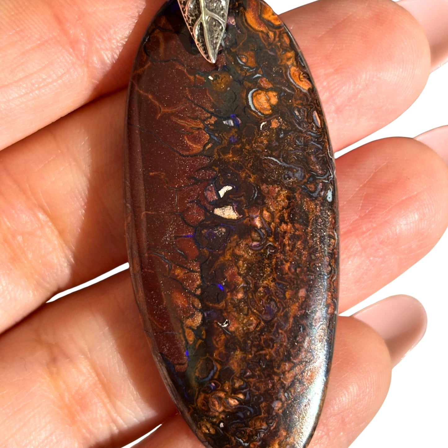 Australian Boulder Opal Sterling Silver Pendant Necklace #3