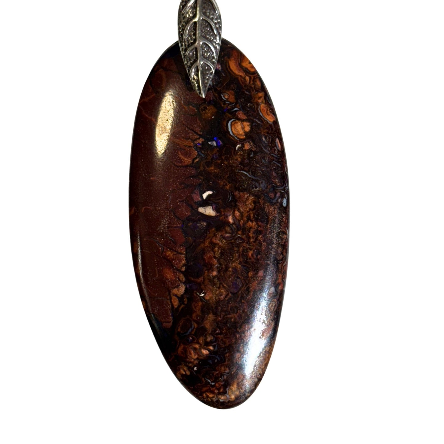 Australian Boulder Opal Sterling Silver Pendant Necklace #3