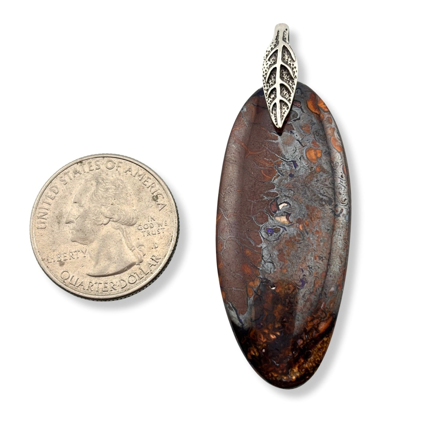 Australian Boulder Opal Sterling Silver Pendant Necklace #3