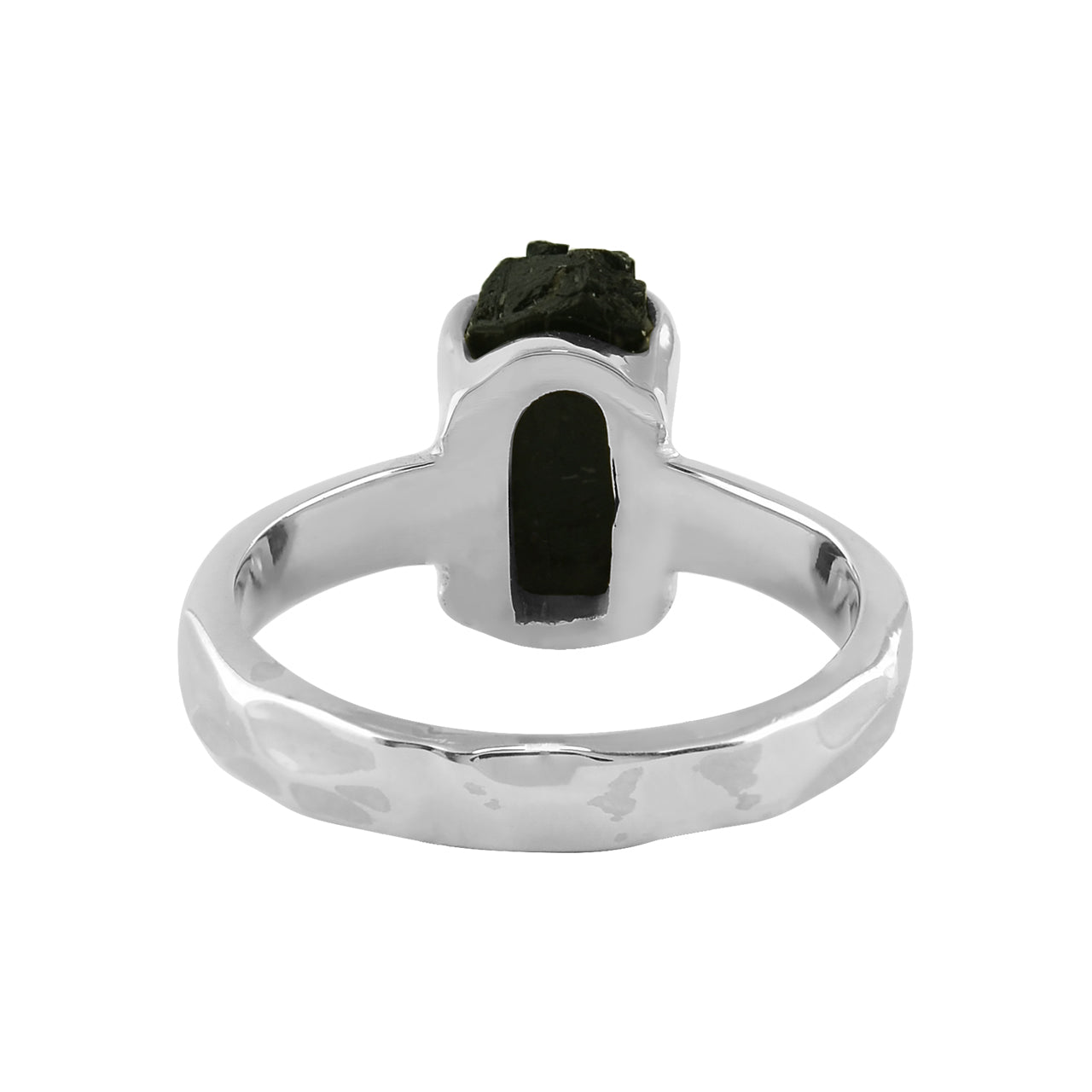 Black Tourmaline Crystal Prong Set Ring in Sterling Silver from Starborn Creations