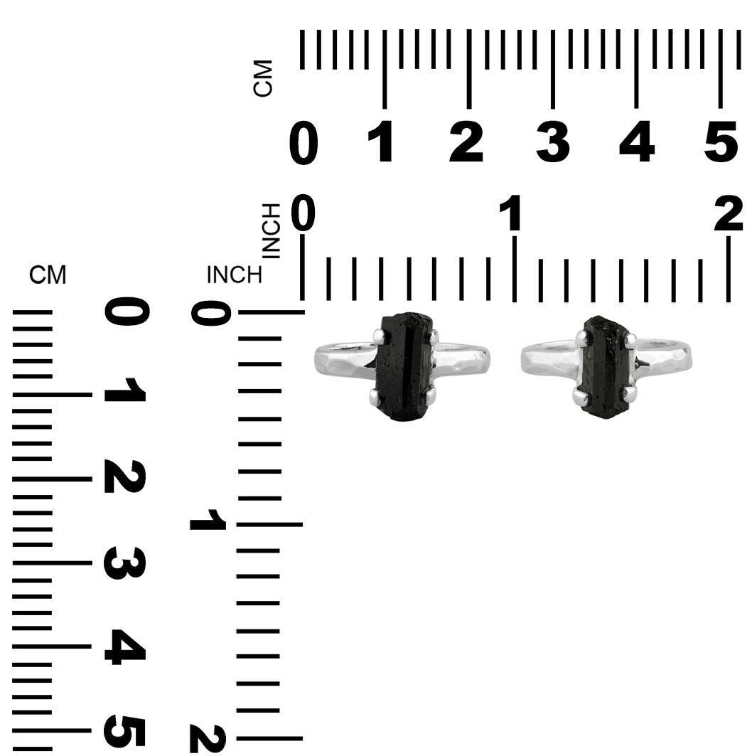 Black Tourmaline Crystal Prong Set Ring in Sterling Silver from Starborn Creations