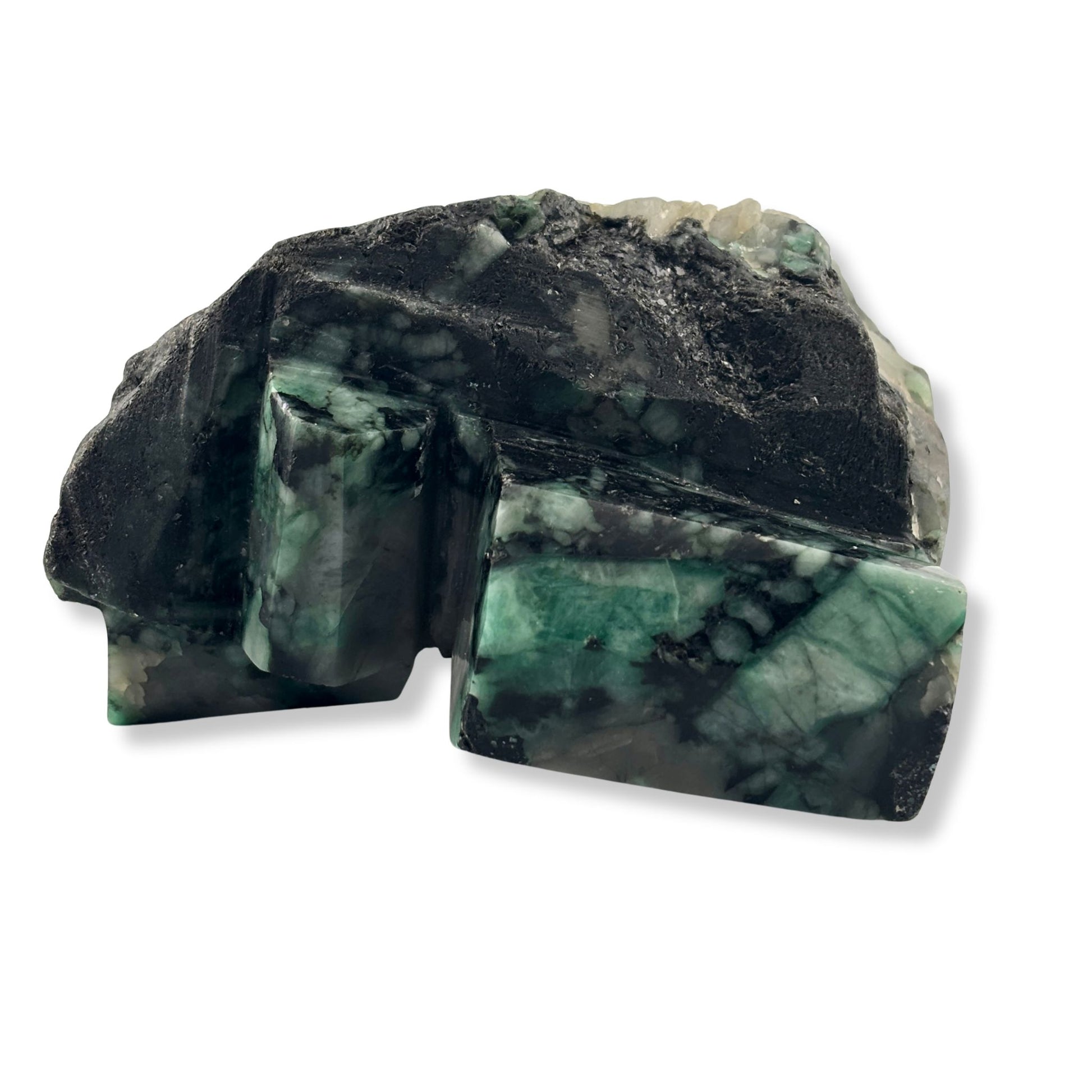 Green and black emerald on matrix