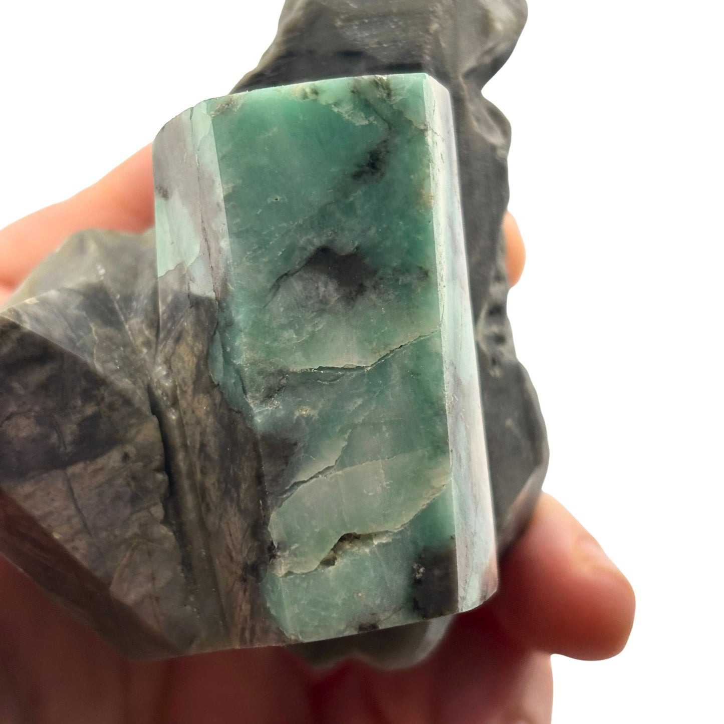 Close up of polished emerald