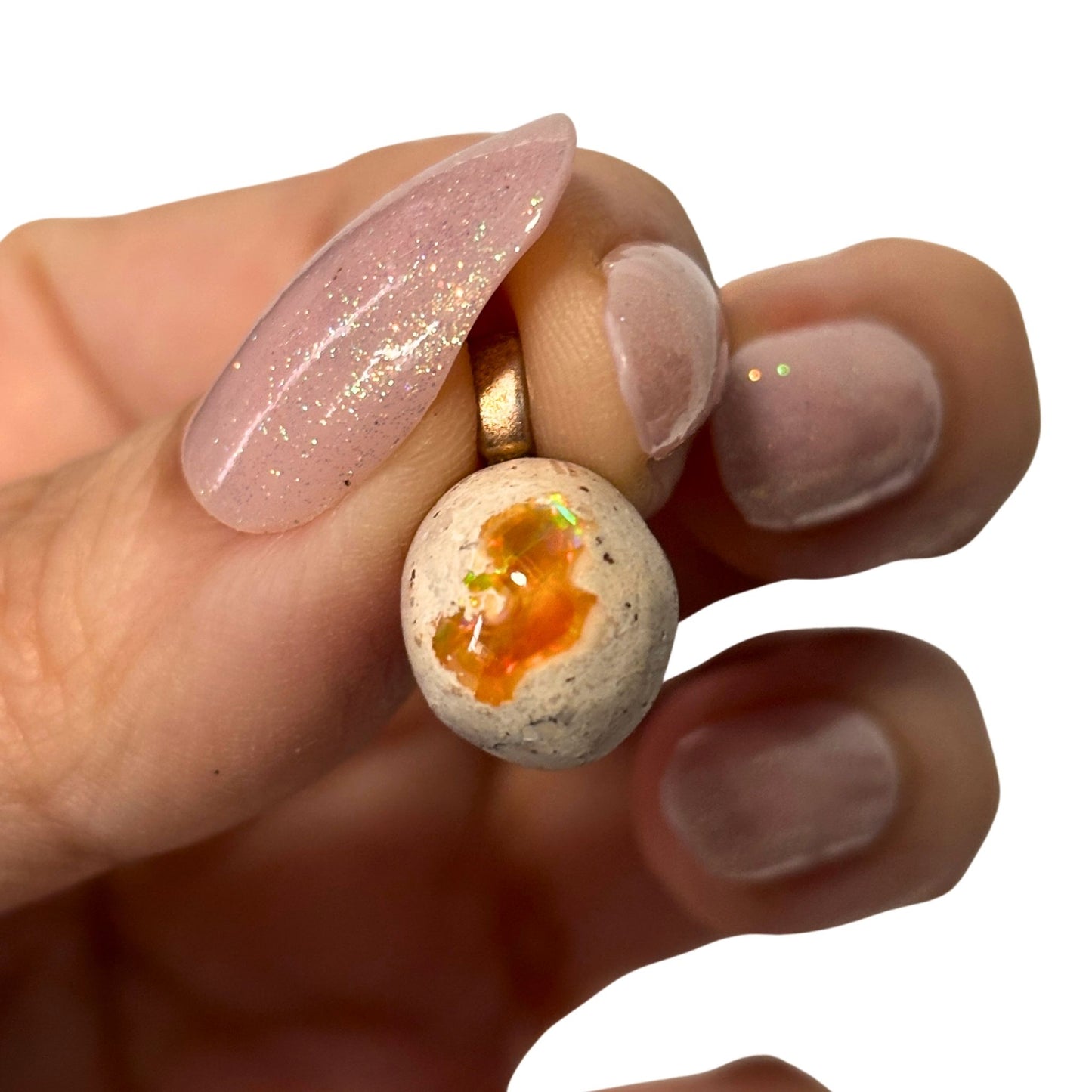 Mexican Cantera Fire Opal Copper Pendant Necklace