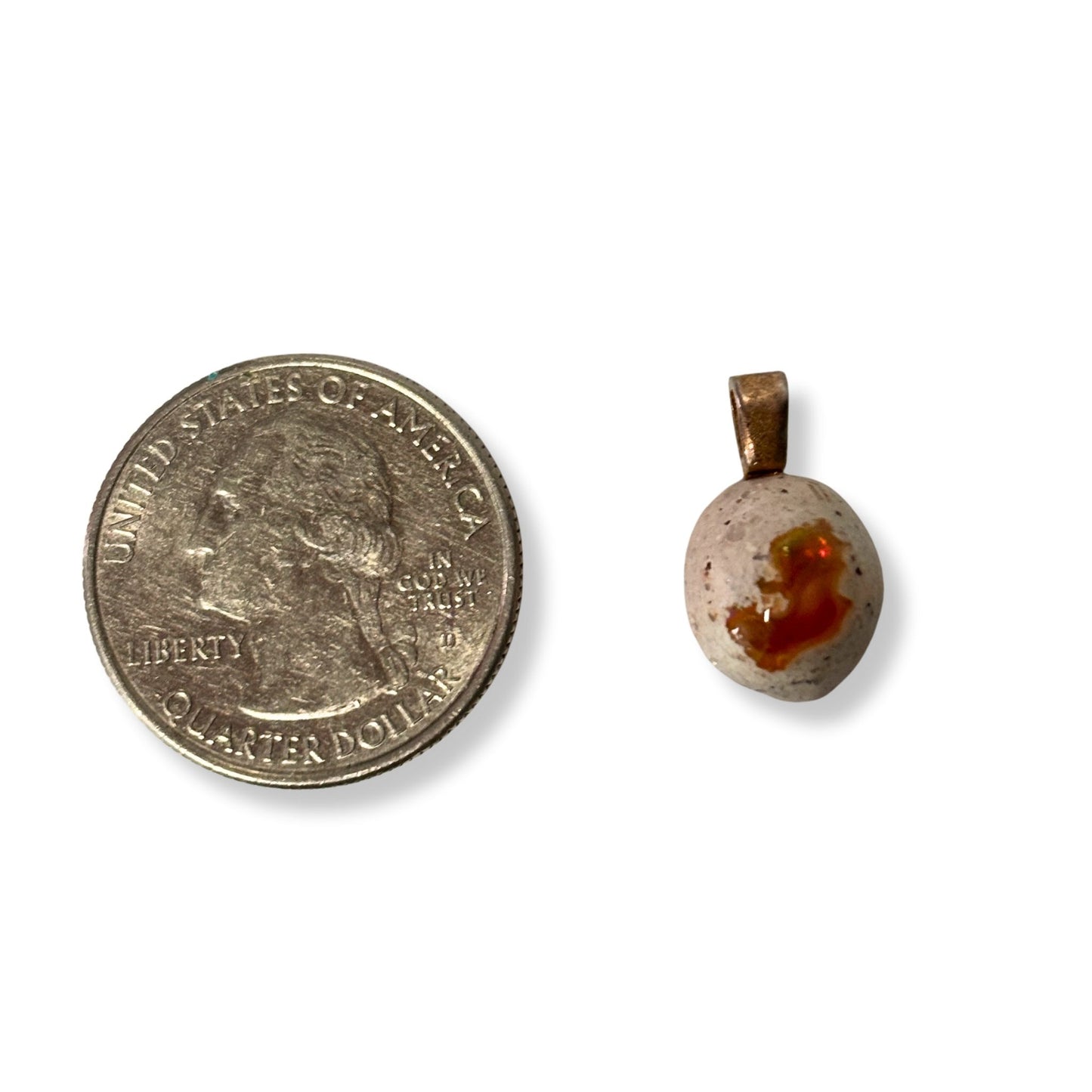 Mexican Cantera Fire Opal Copper Pendant Necklace