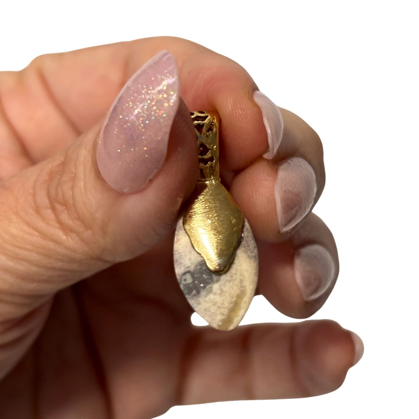 Mexican Cantera Fire Opal Gold Pendant Necklace