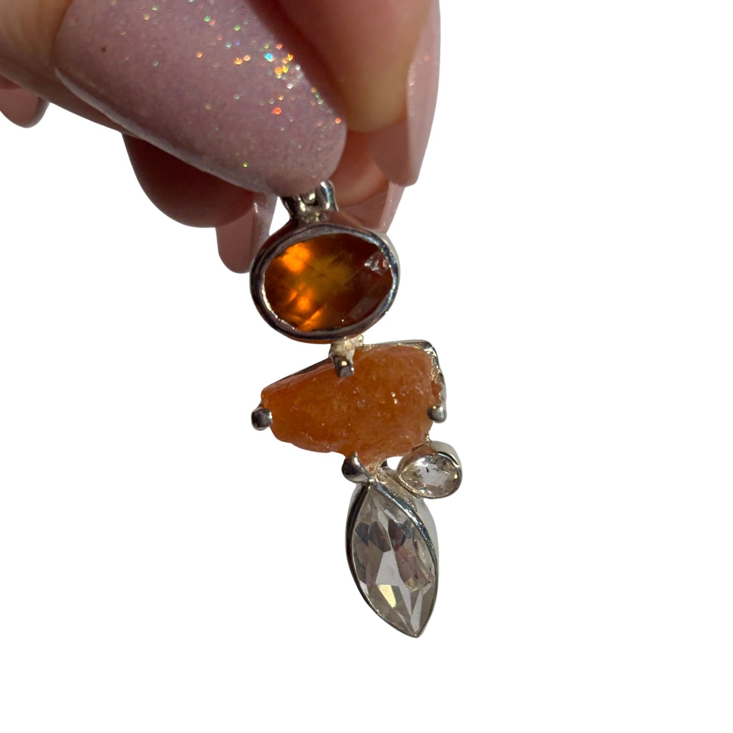 Spessartine Garnet and Topaz Sterling Silver Pendant