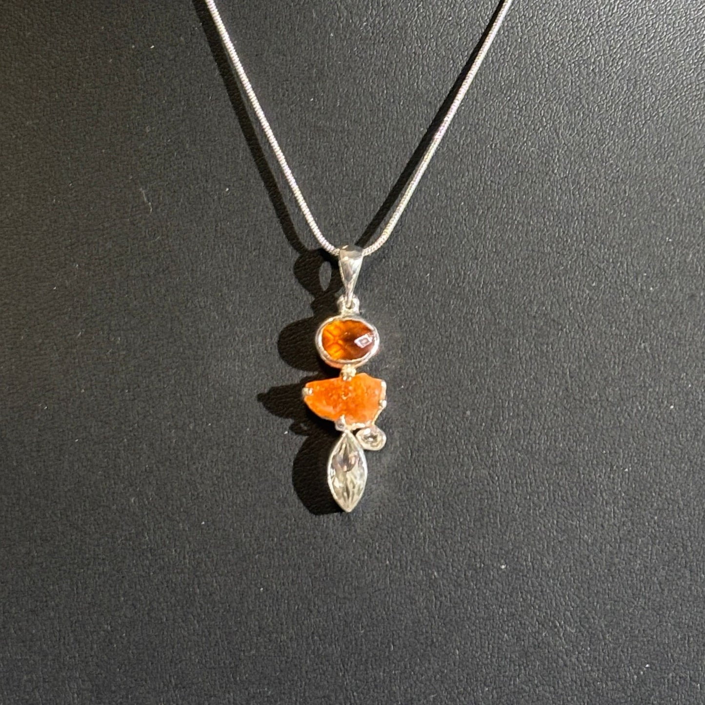 Spessartine Garnet and Topaz Sterling Silver Pendant