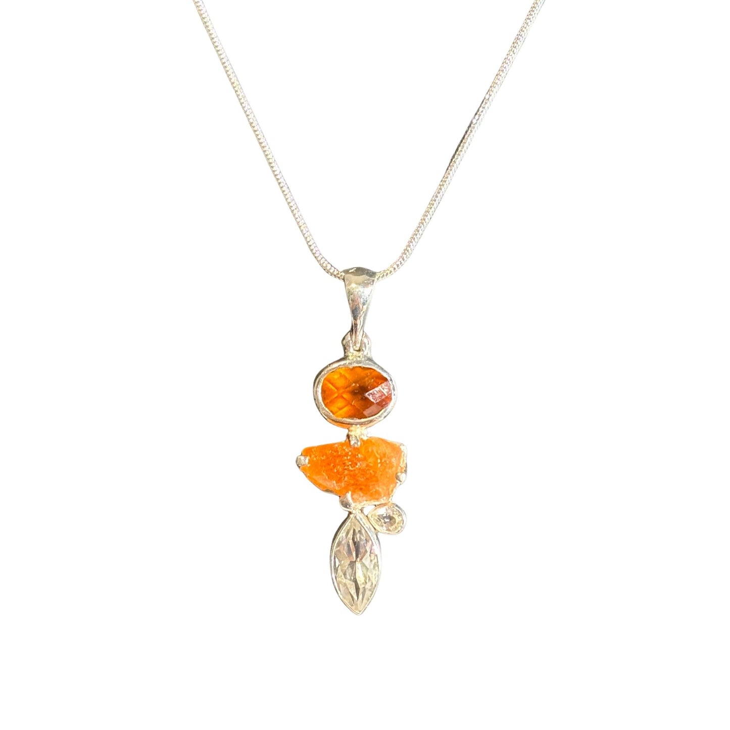 Spessartine Garnet and Topaz Sterling Silver Pendant