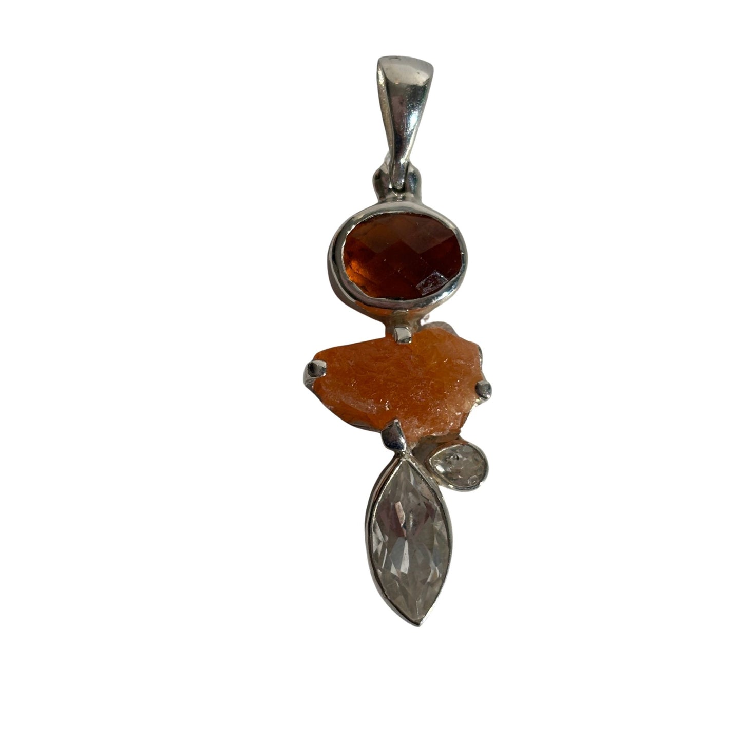 Spessartine Garnet and Topaz Sterling Silver Pendant