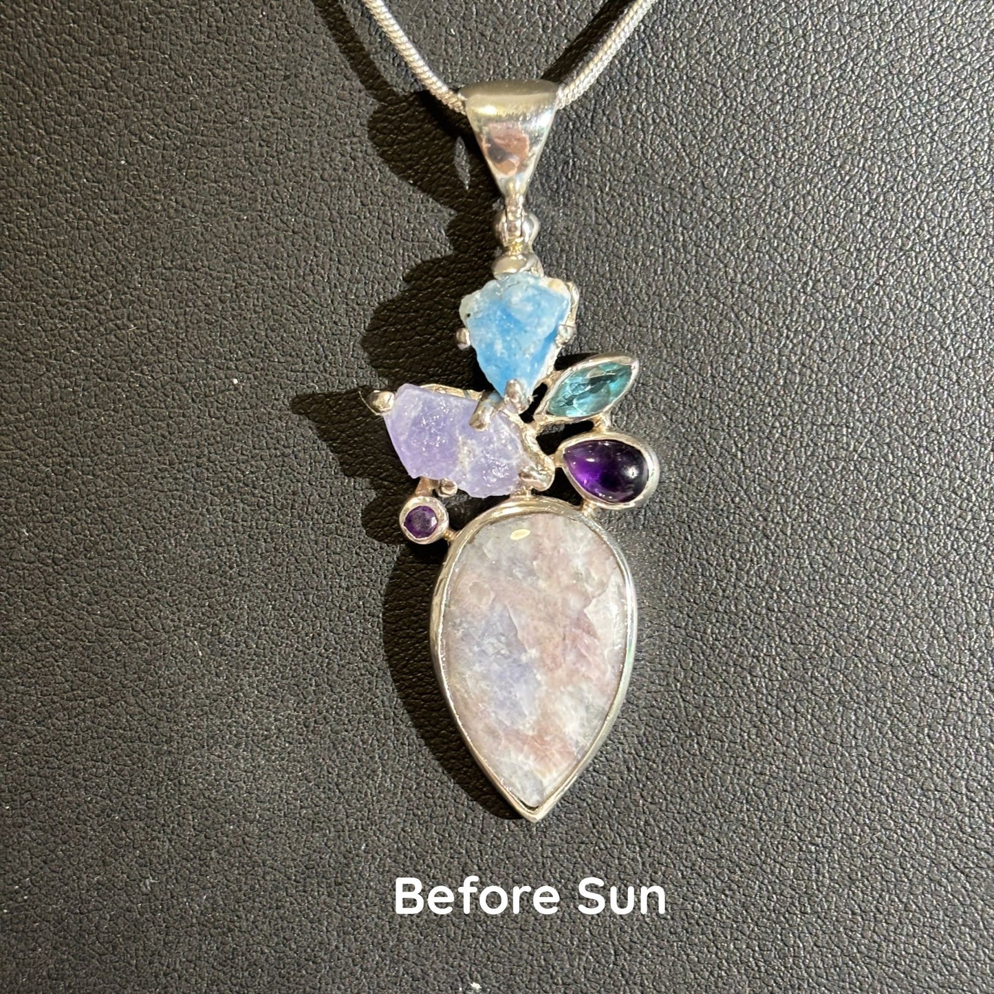 Hackmanite Amethyst Apatite Sterling Silver Pendant