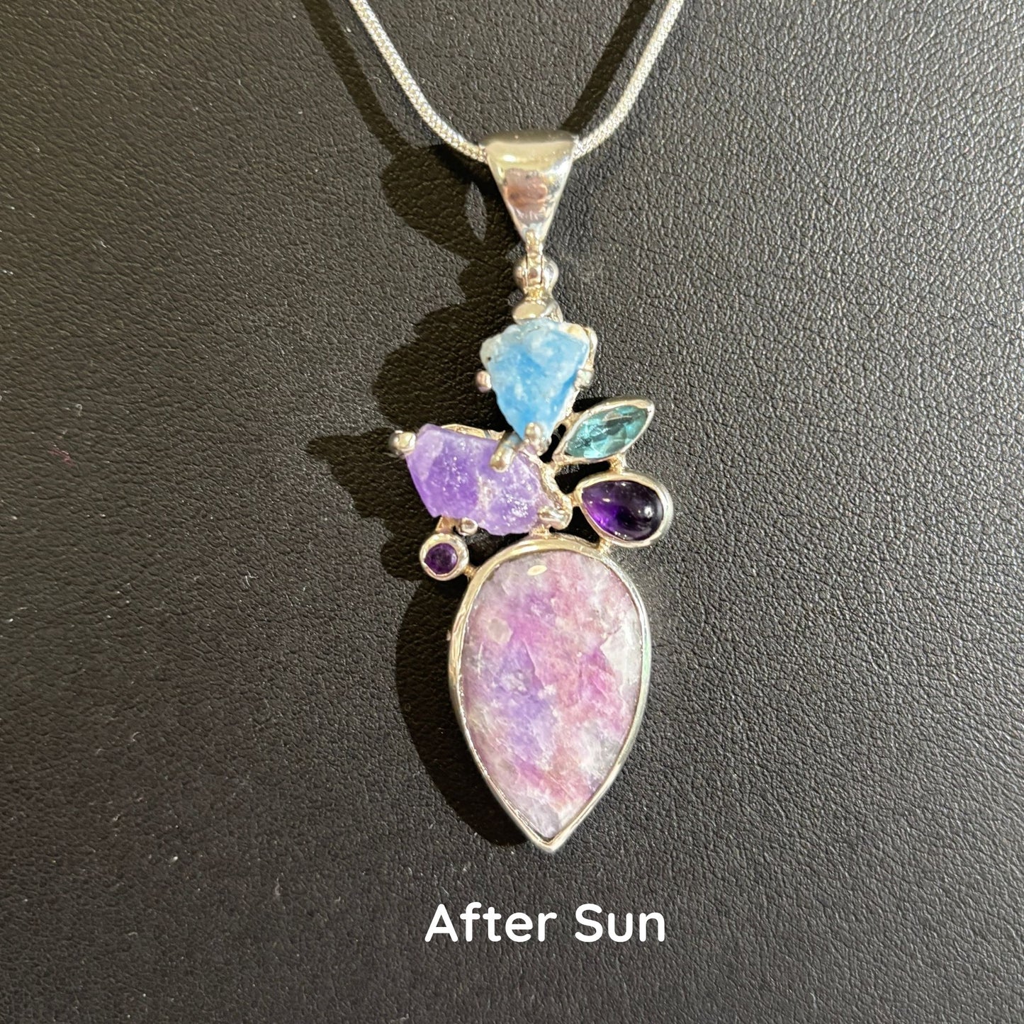 Hackmanite Amethyst Apatite Sterling Silver Pendant