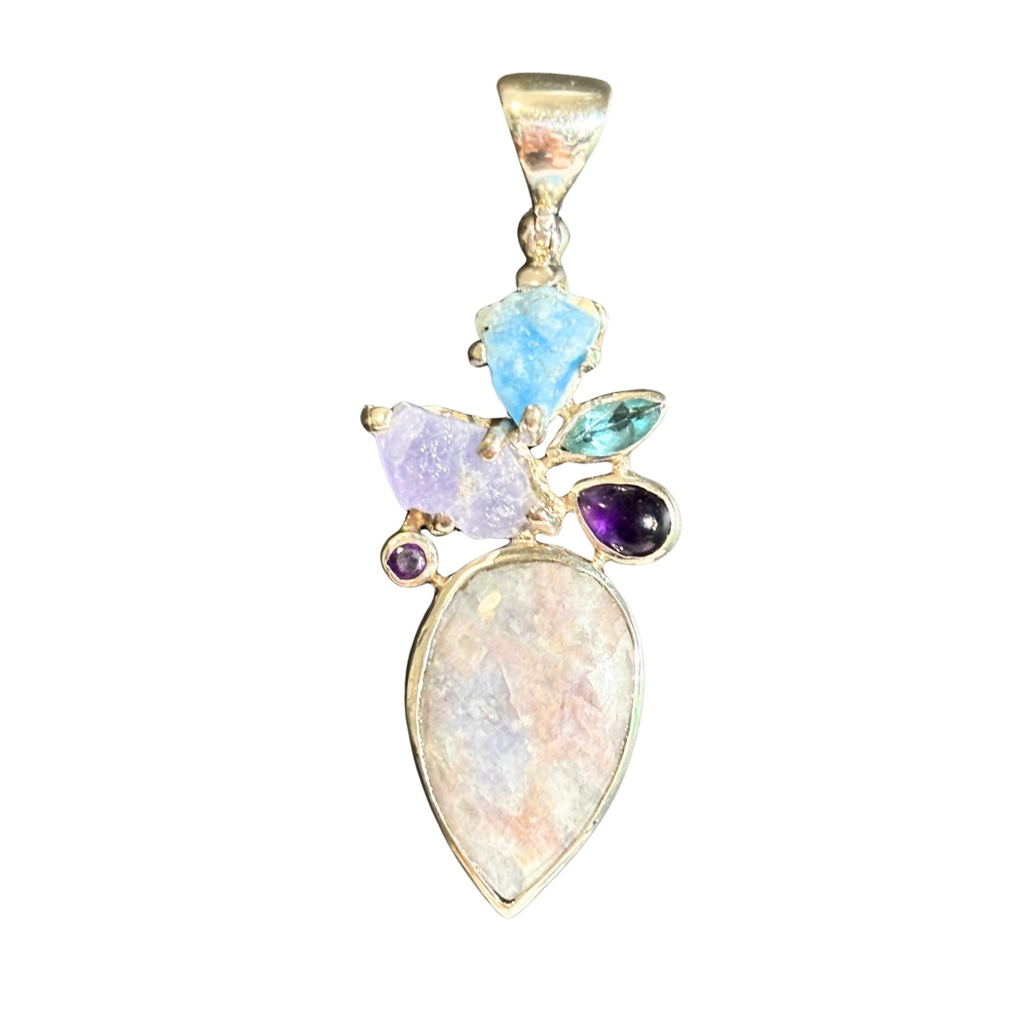 Hackmanite Amethyst Apatite Sterling Silver Pendant