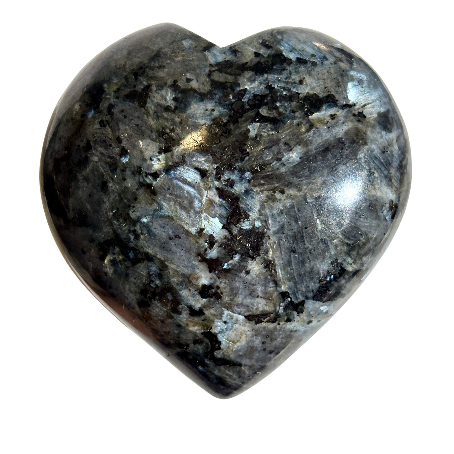 Larvikite Polished Heart Stones - Multiple Sizes